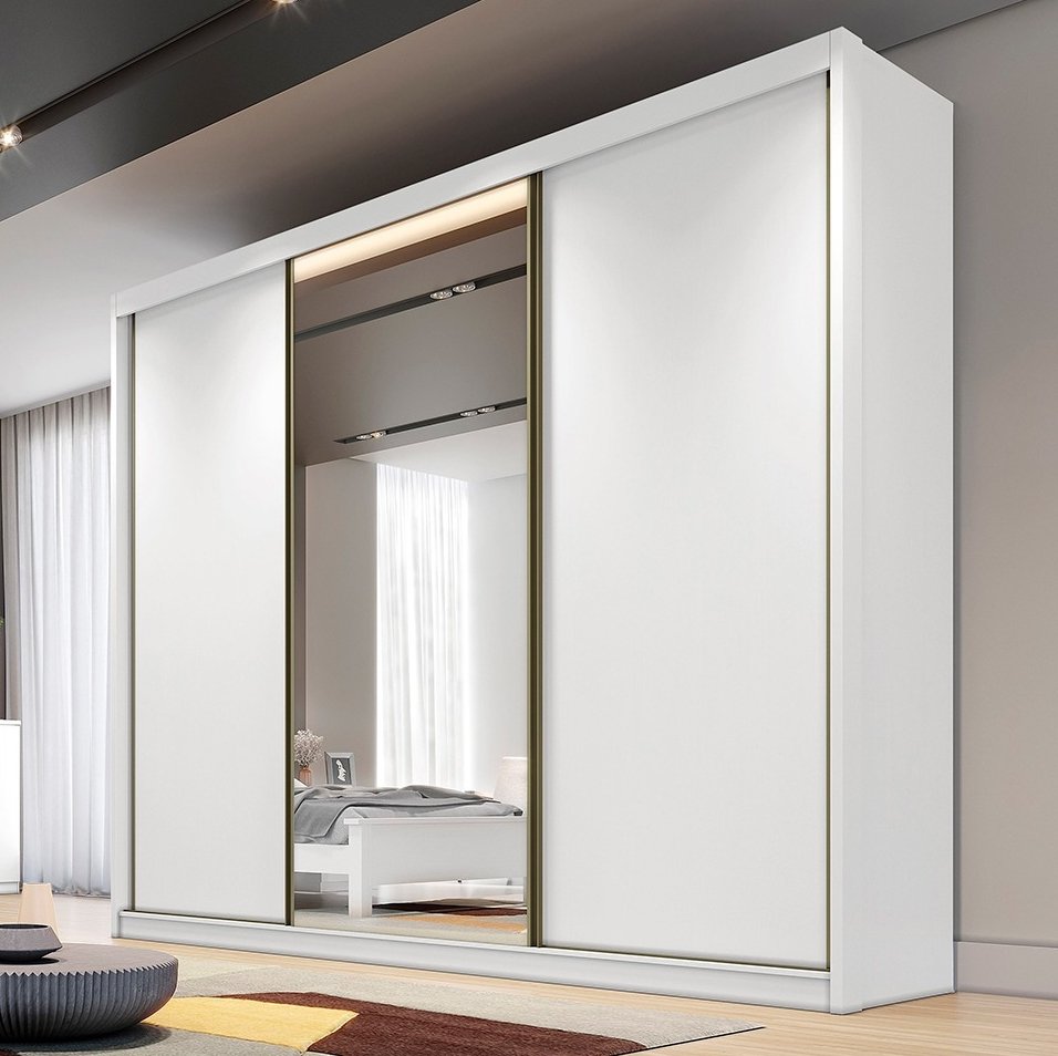 Guarda-Roupa Diamond Plus (1 porta espelhada) 2,412 m Neve - NOVO HORIZONTE
