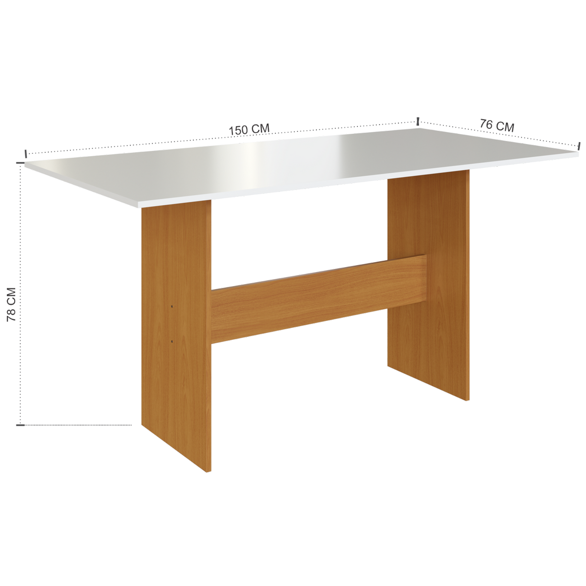 Mesa Karla 150 Freijó/Off White com 6 Cadeiras Linho Bege - INDÉKES - Imagem 3