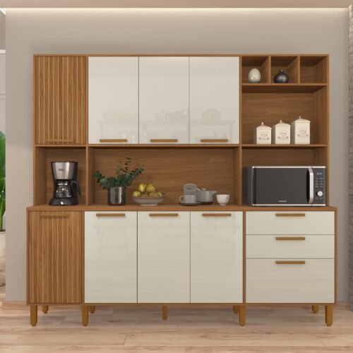 Kit Cozinha Porto 2,19 m Freijó/Off White – INDÉKES