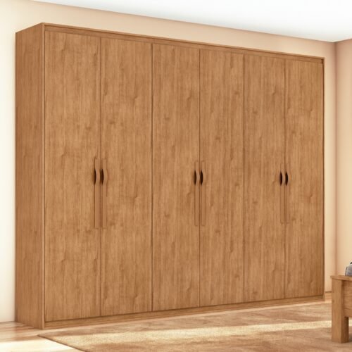 Guarda-Roupa 6 Portas Suavitá 2,70 m Amêndoa Clean - LOPAS
