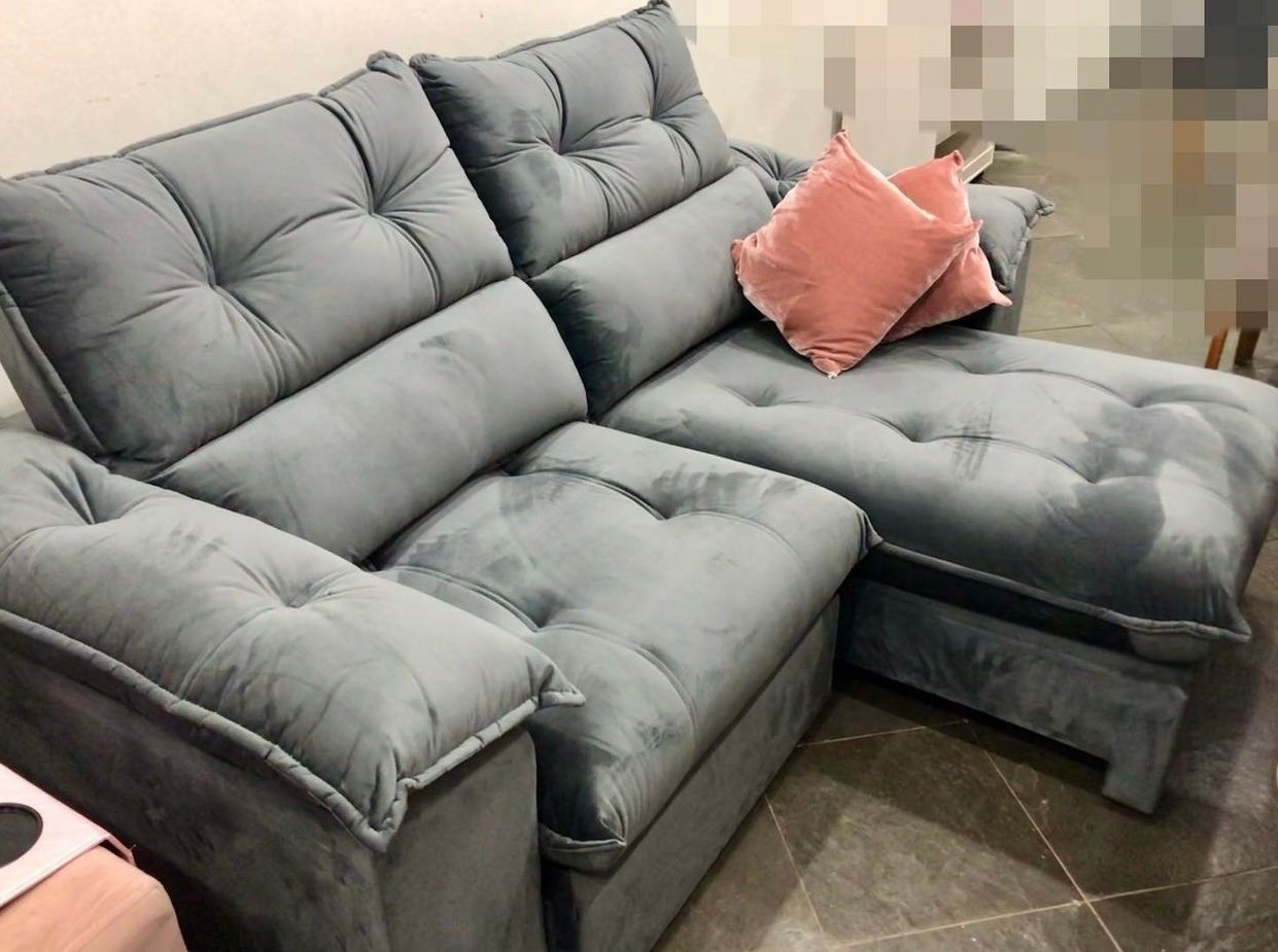 Sofá Retrátil e Reclinável Suíça 2,50 m Veludo Cinza Grafite – LEO DECOR (PROMOÇÃO - LEVE AVARIA) - Imagem 3
