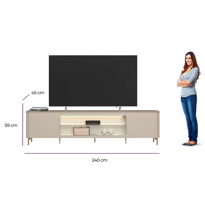 Rack ate 85" Santorini Off White/Tauari Fosco - LINEA BRASIL - Imagem 8