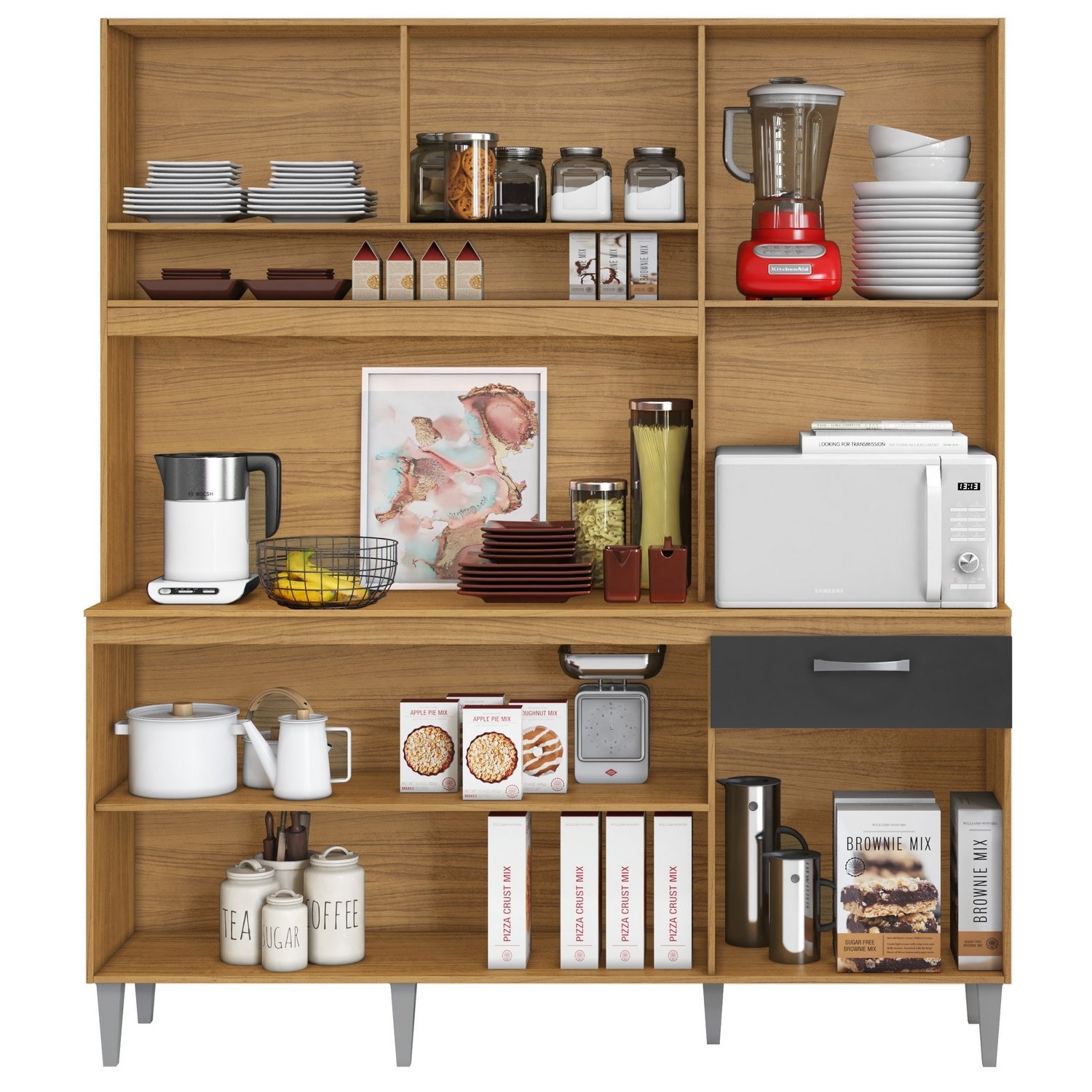 Kit Cozinha Siena 1,60 m Cinamomo/Grafite – ARAMÓVEIS - Imagem 2