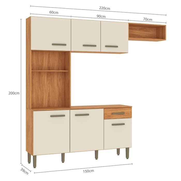 Cozinha Nina CN10 2,20 m Cinamomo/Off White - FELLICCI - Imagem 5
