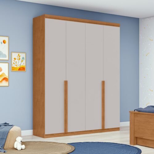 Guarda-Roupa 4 Portas Alonzo 1,54 m Amêndoa Clean/Off White - LOPAS