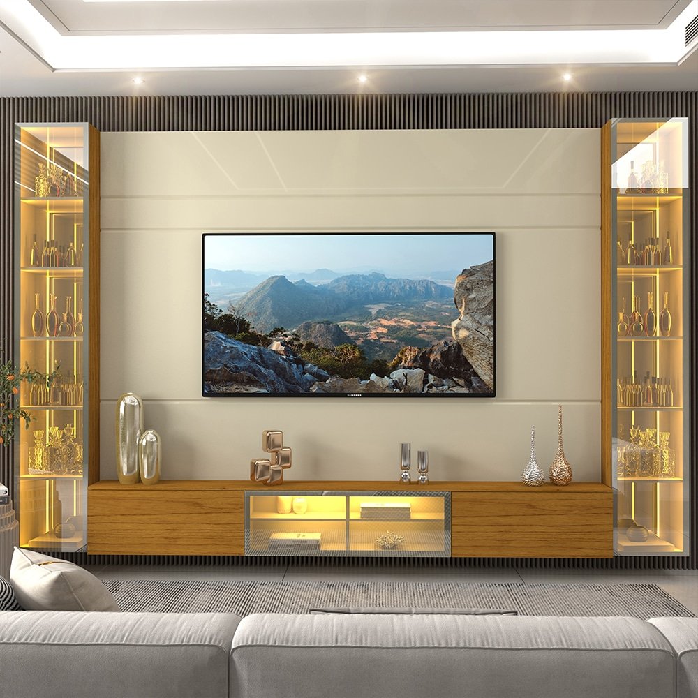 Home Suspenso até 85" Luminare Reflecta com Duas Torres 293 Off White/Naturale - GELIUS (ESPECIAL) - Imagem 3