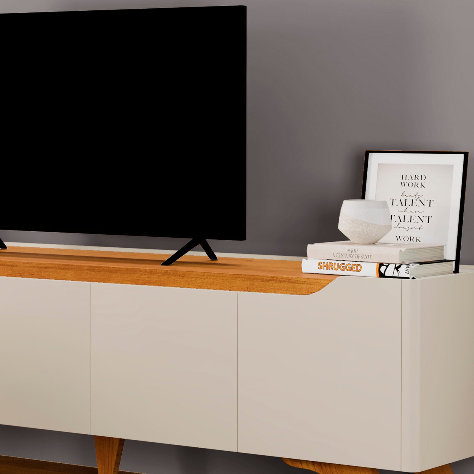 Rack até 75" Atenas 2.2 Off White/Naturale - MAVAULAR - Imagem 5