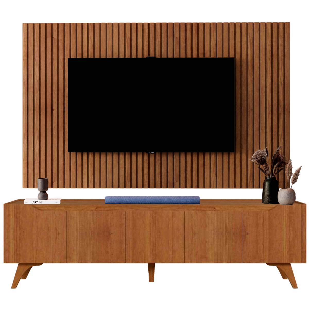 Painel Ripado até 75″ Versátilis 2,17 m + Rack Atenas 2,20 m Naturale – MAVAULAR - Imagem 2