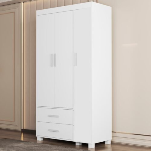 Guarda-Roupa 3 Portas Livia 0,89 m (Sem adesivo) Branco - MADEC MÓVEIS