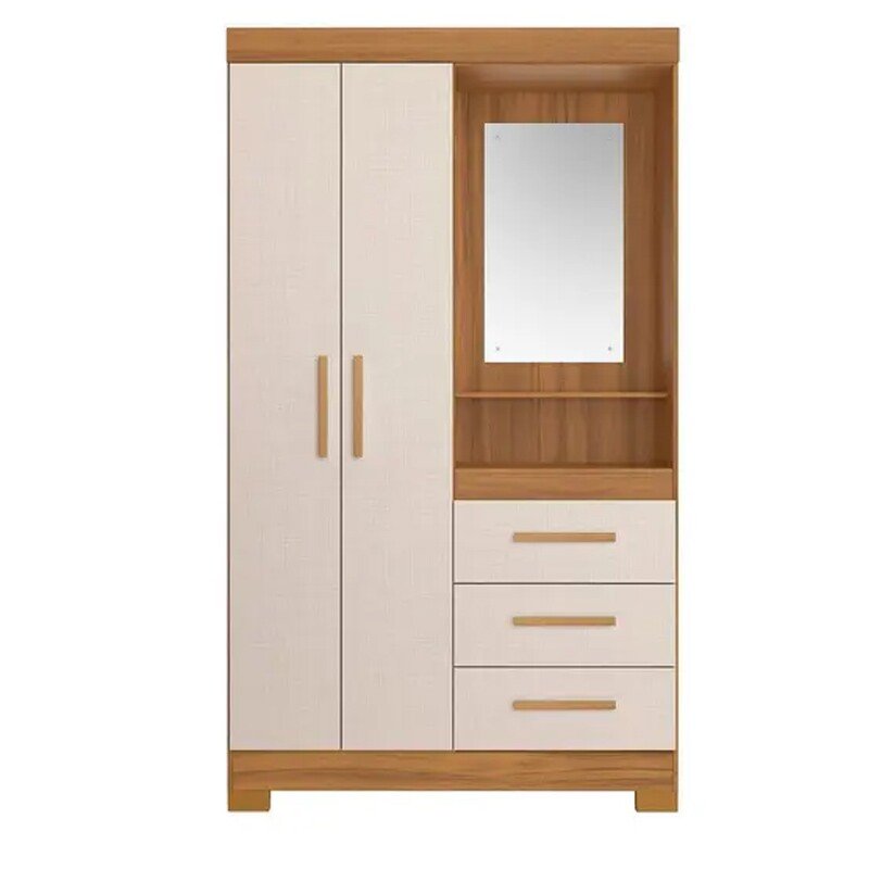 Guarda-roupa Solteiro 1,08m NT 6020 Freijo/Off 2 Portas 3 Gavetas com Pés Portas Flex - Notável - Imagem 4