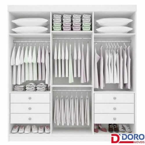 Alternative view of Guarda-roupa Casal 2,05m Colibri Branco 6 Portas 6 Gavetas - D Doro