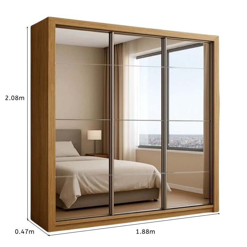 Guarda-roupa Casal 1,88m Veneza Premium Cinamomo 3 Portas 4 Gavetas com 3 Espelhos - Carioca - Imagem 3