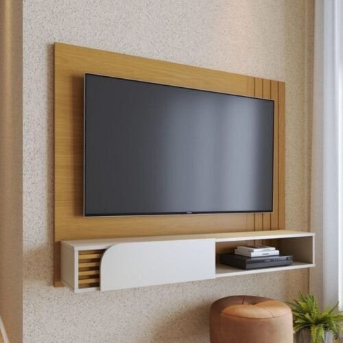 Painel Suspenso 1,36m Jurerê Naturale/Off White Matte para TV até 55" - Colibri