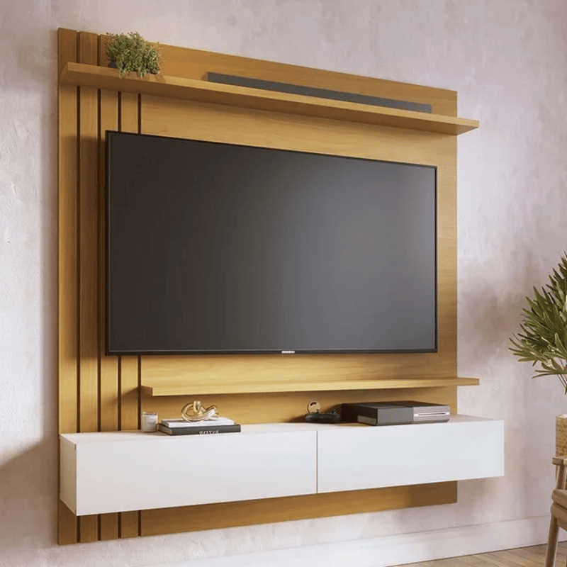Painel Suspenso 1,50m Juriti Naturale/Off White Matte para TV até 70" - Colibri
