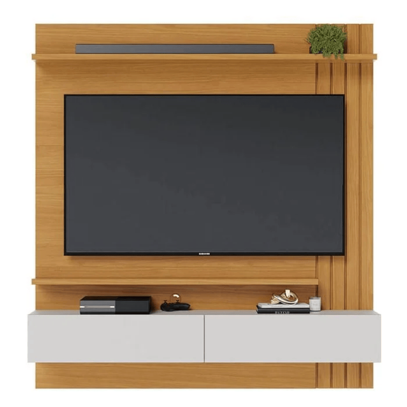 Painel Suspenso 1,50m Juriti Naturale/Off White Matte para TV até 70" - Colibri - Imagem 2