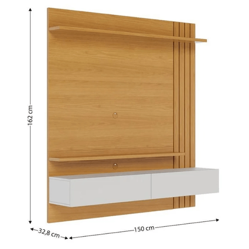 Painel Suspenso 1,50m Juriti Naturale/Off White Matte para TV até 70" - Colibri - Imagem 4