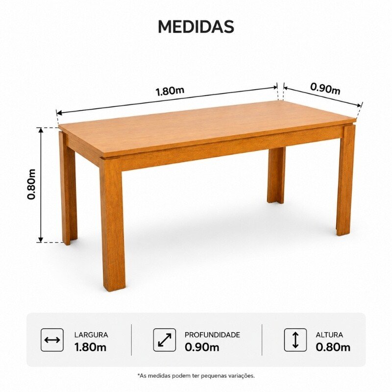 Base Mesa de Jantar Athenas 180x90 Amêndoa Clean - Lopas - Imagem 3