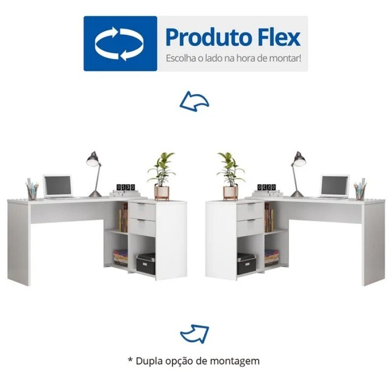 Mesa Office NT 2060 Branco Notável - 2 Opções de Montagem - Imagem 6