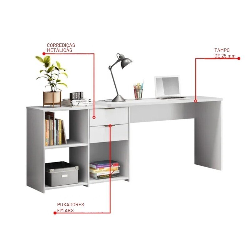 Mesa Office NT 2060 Branco Notável - 2 Opções de Montagem - Imagem 10