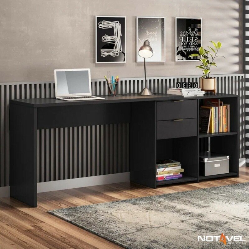 Mesa Office NT 2060 Preto Notável - 2 Opções de Montagem - Imagem 2