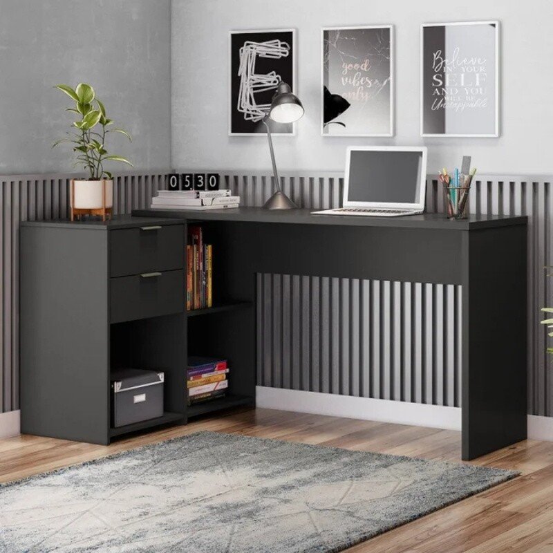 Mesa Office NT 2060 Preto Notável - 2 Opções de Montagem