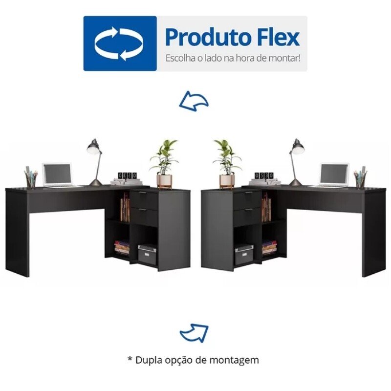 Mesa Office NT 2060 Preto Notável - 2 Opções de Montagem - Imagem 8