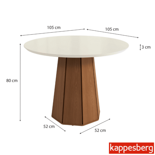 Alternative view of Base Mesa de Jantar Jade BA54 Redonda 105x105 Vidro Off Base MDF - Kappesberg