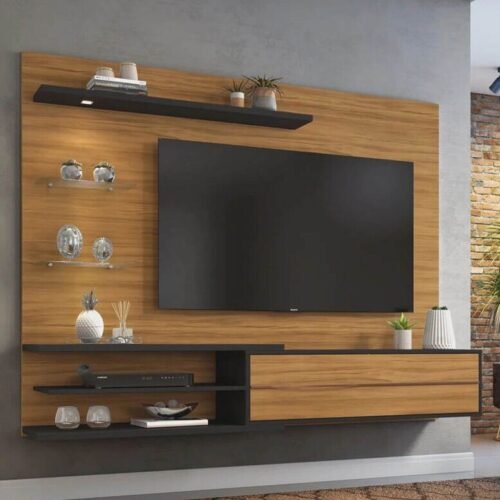 Painel 1,80m NT 1115 Freijó/Preto com LED para TV até 60" - Notável