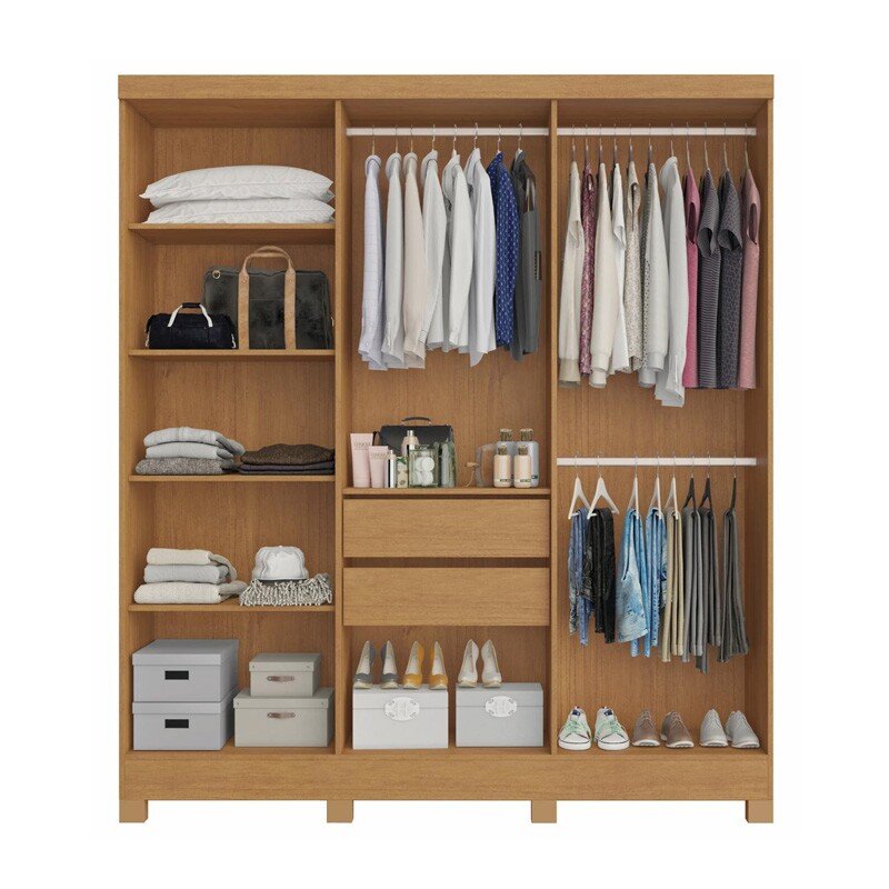 Guarda-roupa 1,80m Cabo Frio Nature/Off 6 Portas 2 Gavetas 100% MDF - Bianchi - Imagem 2