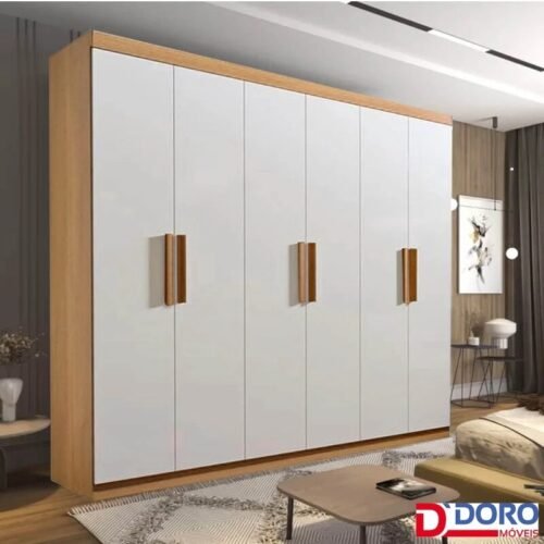 Guarda-roupa Casal 2,05m Colibri Cinamomo/Off 6 Portas 6 Gavetas - D Doro
