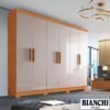 Guarda-roupa 1,80m Sergipe Nature/Off 6 Portas 2 Gavetas 100% MDF com Pés - Bianchi