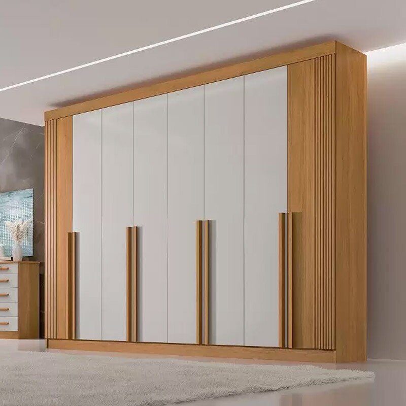 Guarda-roupa Casal 2,75m Daymond Cinamomo/Off Ripado 8 Portas 8 Gavetas 100% MDF - D Doro - Imagem 5
