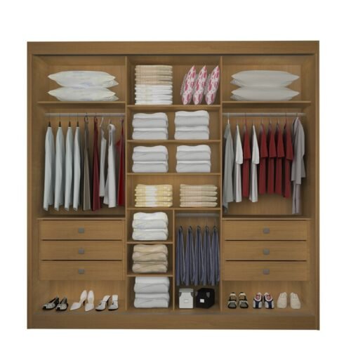 Alternative view of Guarda-roupa Casal 2,73m Los Angeles Cinamomo/Off Ripado 3 Portas 6 Gavetas 100% MDF com 1 Espelho Portas Flex - D Doro