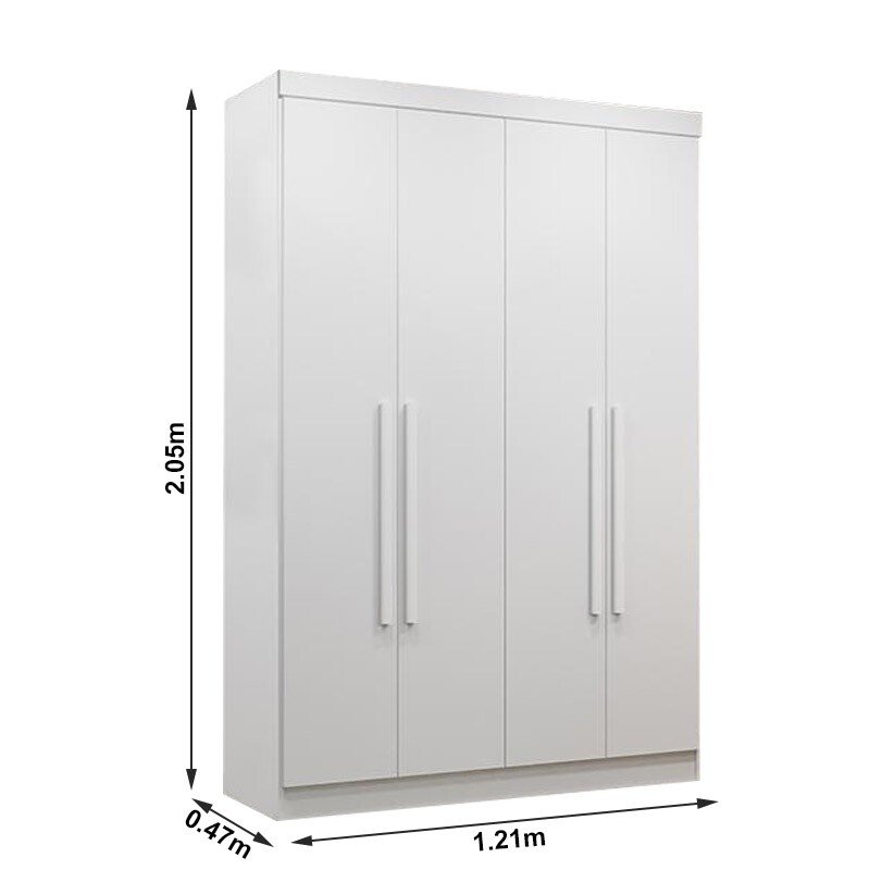 Guarda-roupa Solteiro 1,21m Recife Branco 4 Portas 2 Gavetas - Sallêto - Imagem 3