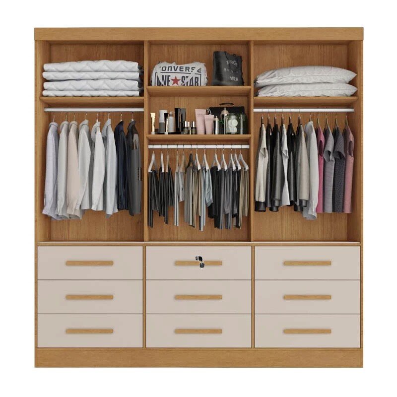Guarda-roupa Casal 2,11m Turim Plus Nature/Off 3 Portas 9 Gavetas 100% MDF - Bianchi - Imagem 2