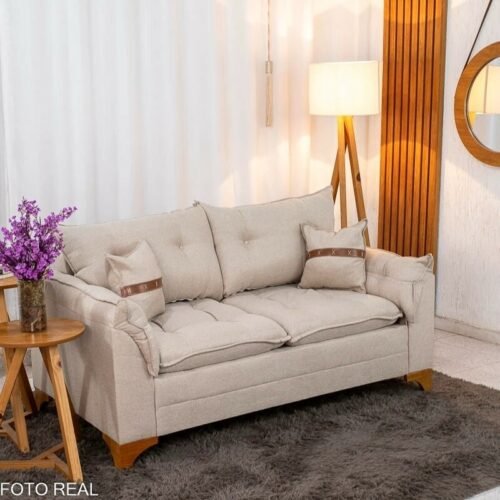 Sofá 3 Lugares Creta 1,80m Linho Bege 24
