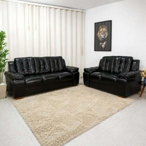 Sofá 3 e 2 Lugares 240 Courino Preto Rondomóveis