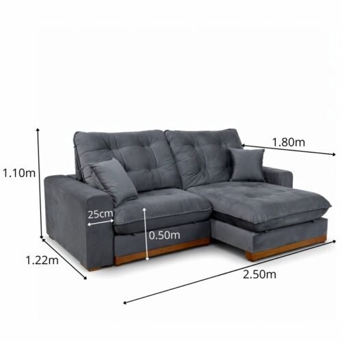 Alternative view of Sofá Retrátil Reclinável Ruah 2,50m Veludo Chumbo 4053 - Molas Ensacadas