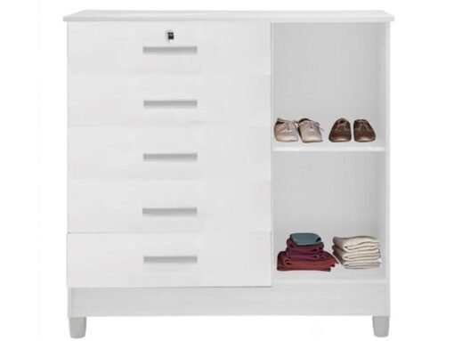 Cômoda Vitória 5 gavetas 1 porta - Branco - Imagem 2