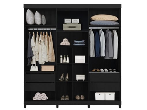 Guarda-Roupa Porto Bello Plus 6 portas - Preto - Imagem 2