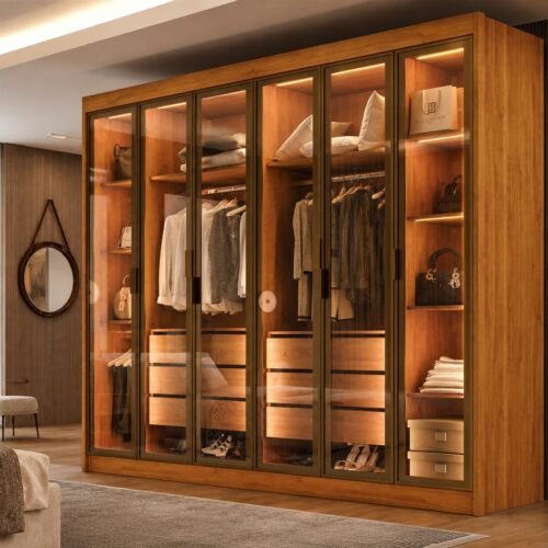 Guarda-Roupa São Carlos 6 Portas Reflectas 6 Gavetas - Cinamomo