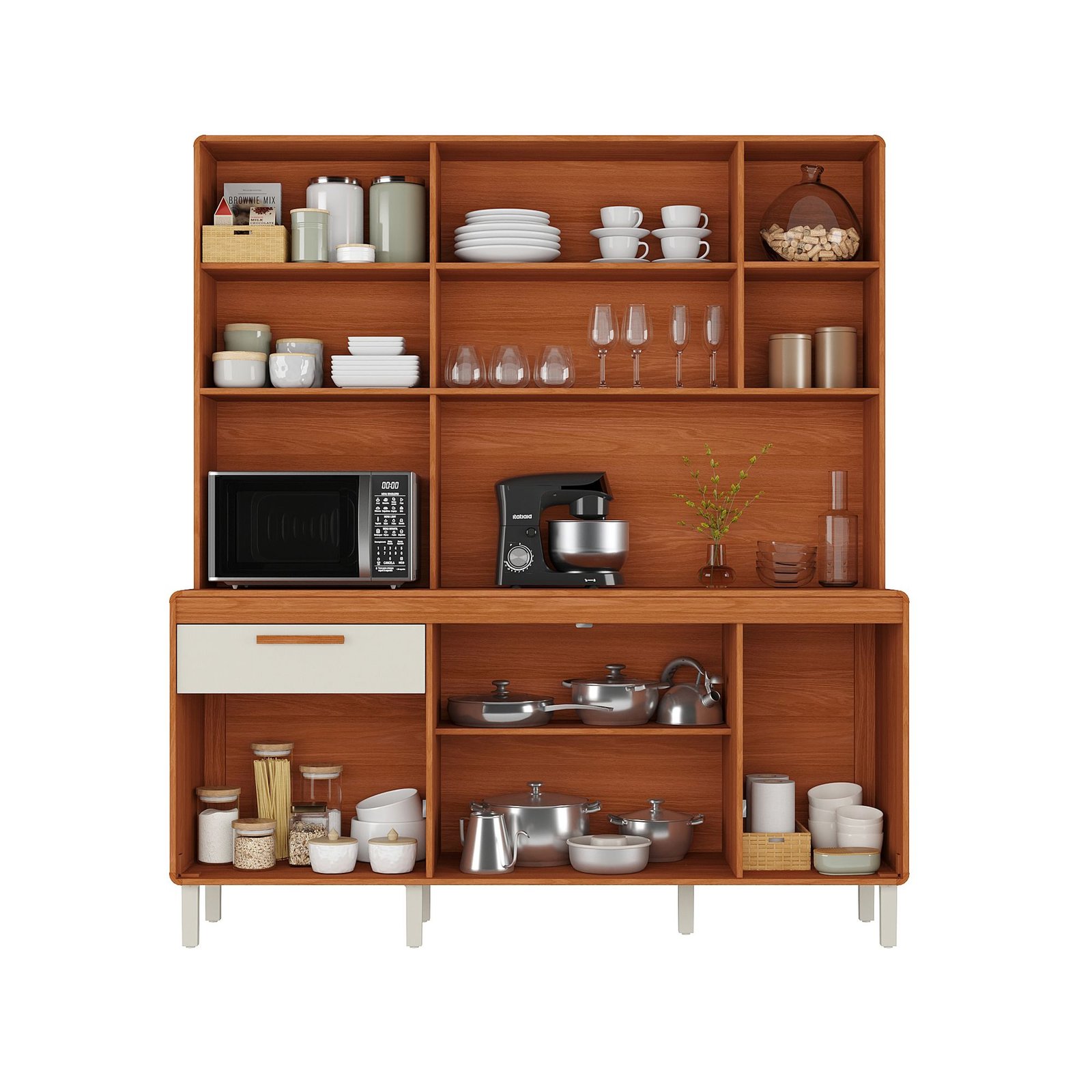 Armário Kit de Cozinha Dunas 1.80m - Cinamomo/Off White - Imagem 2