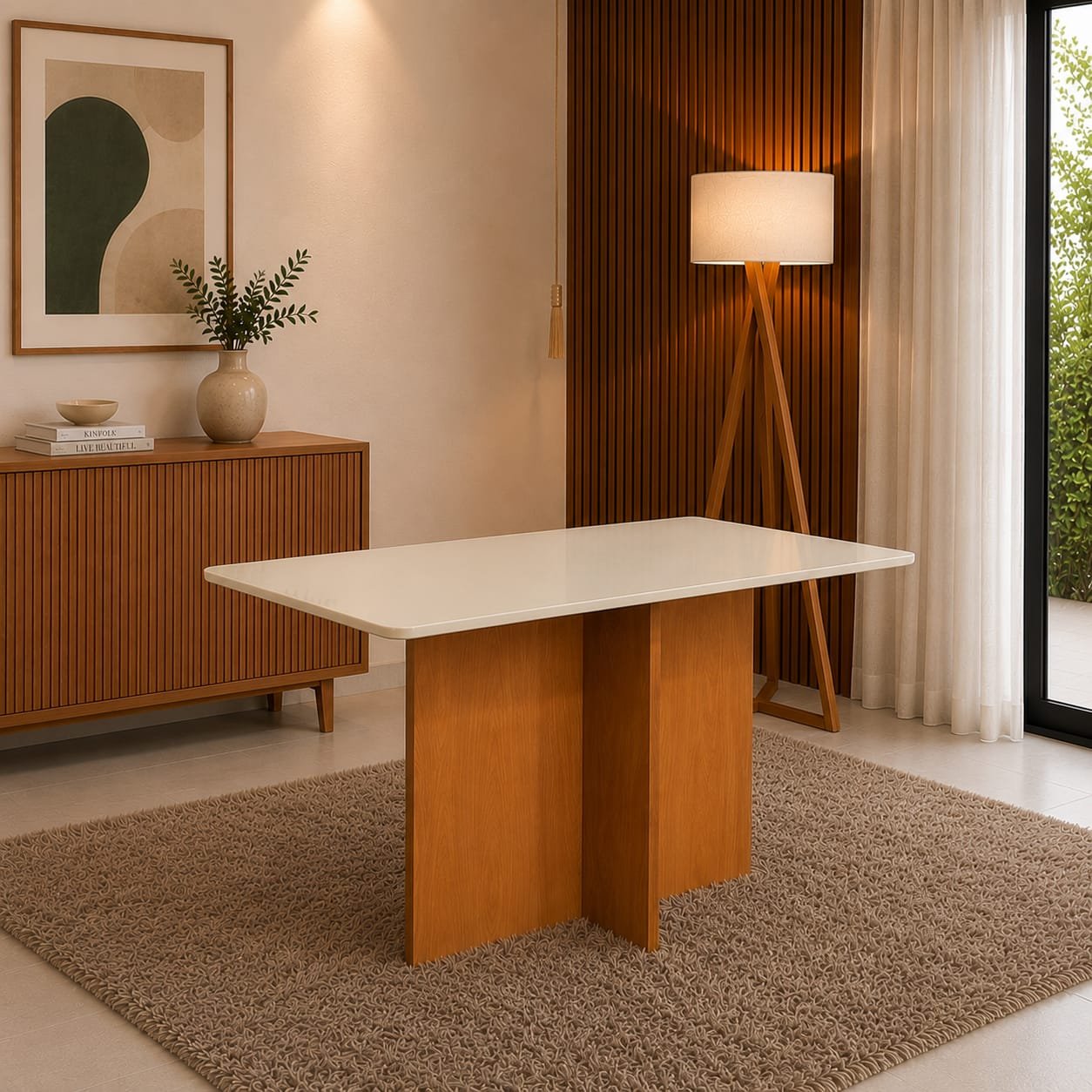 Mesa de Jantar Moscou 1.20x0.80 - Cinamomo/Off white