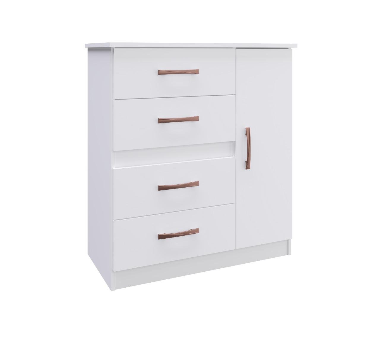 Cômoda Caribe 1 porta 4 Gavetas - Branco