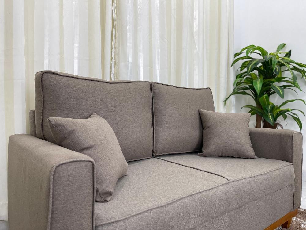 Sofá 2 lugares Slim 1.40m - Marrom Linho - Imagem 2