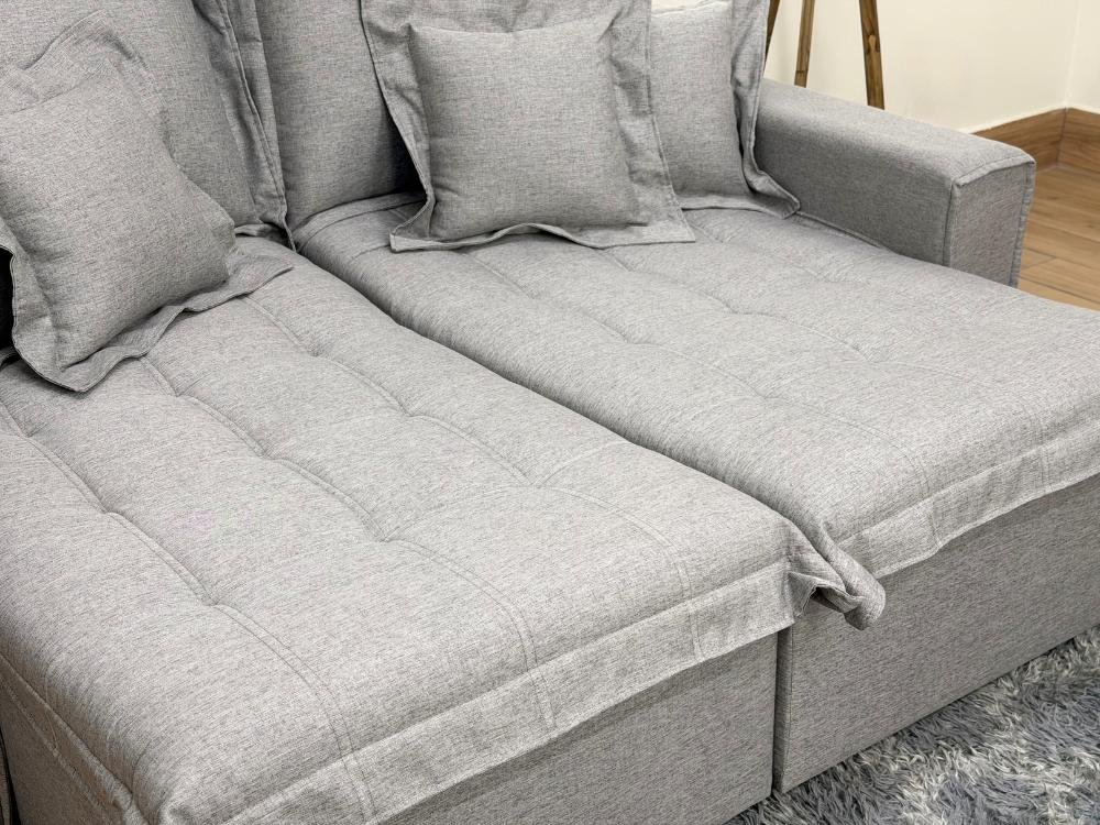 Sofá Cama Retrátil Reclinável Bolt 2.80m Mod.120 - Cinza Linho - Imagem 5