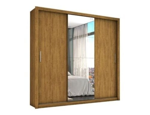 Guarda-Roupa Veneza Plus c/ espelho 3 portas e 4 gavetas - Cinamomo