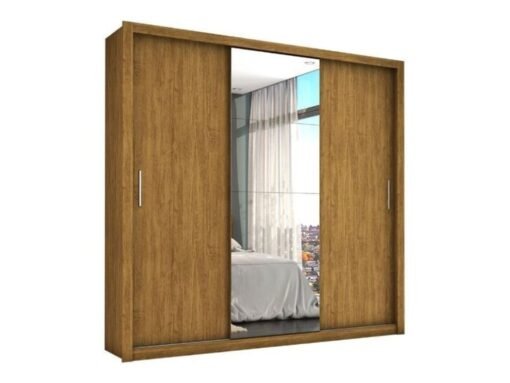 Guarda-Roupa Veneza Plus c/ espelho 3 portas e 4 gavetas - Cinamomo