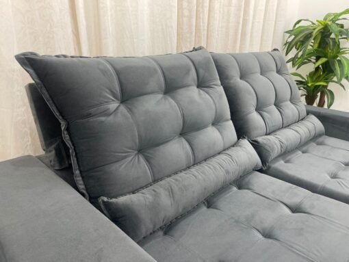 Sofá Retrátil Reclinável Small 2.30m - Cinza Veludão - Imagem 2