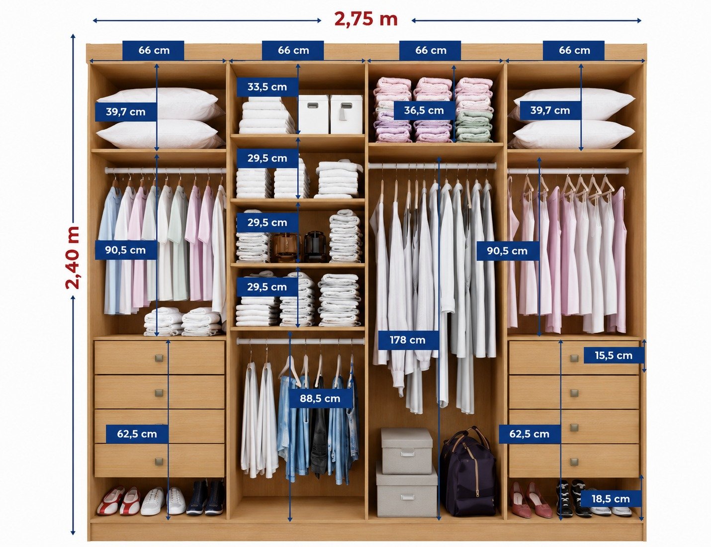 Guarda-Roupa Daymond 8 Portas e 8 Gavetas Ripado - Cinamomo/Off White - Imagem 2